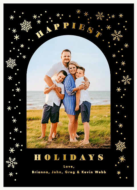 Golden Flurries Personalized Holiday Cards