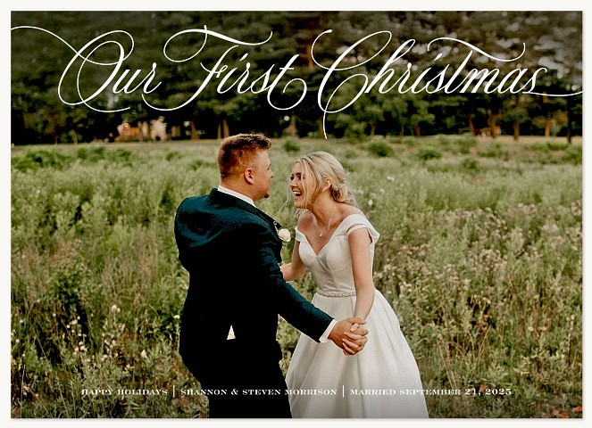 Calligraphic Bliss Personalized Holiday Cards