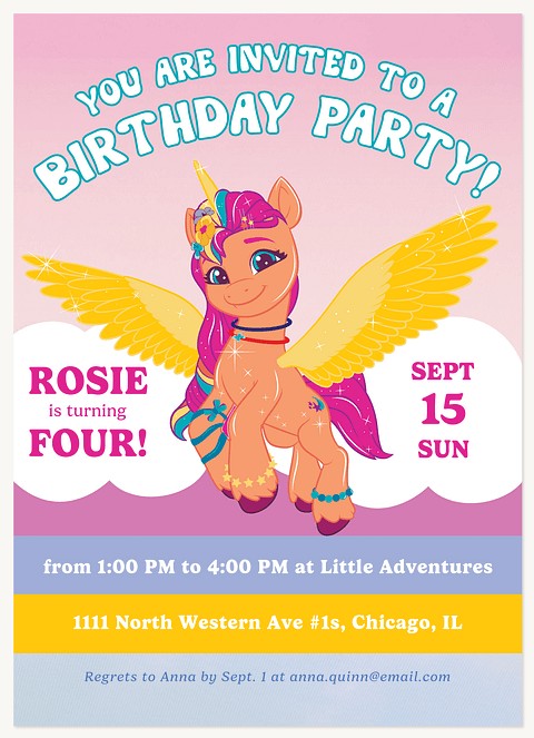 My Little Pony Fly High Kids Birthday Invitations