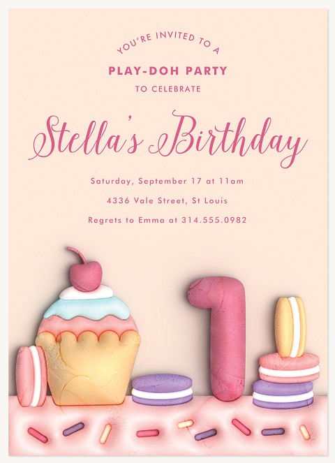 Play-Doh Cupcake Age Kids Birthday Invitations