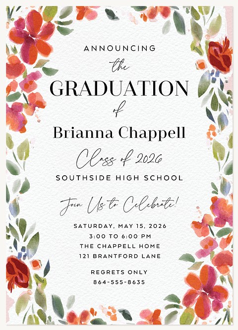 Floral Frame Graduation Cards