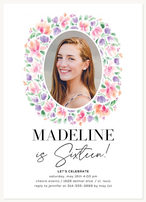 Framed in Florals Teen Birthday Invitations