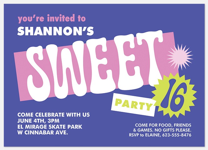 Sweet Sixteen Kids' Birthday Invitations