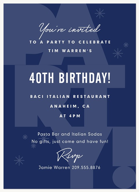 Big Letter Party Adult Birthday Party Invitations