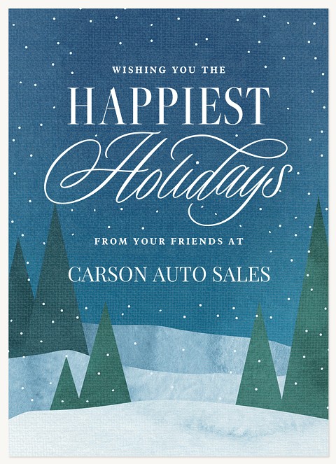 Watercolor Snowscape Business Holiday Cards