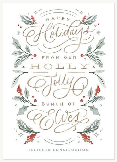 Holly Jolly Elves Business Holiday Cards