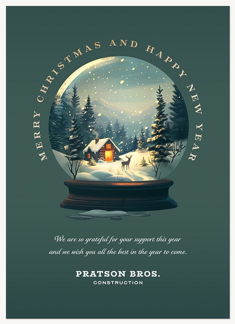 Painted Snow Globe Business Holiday Cards