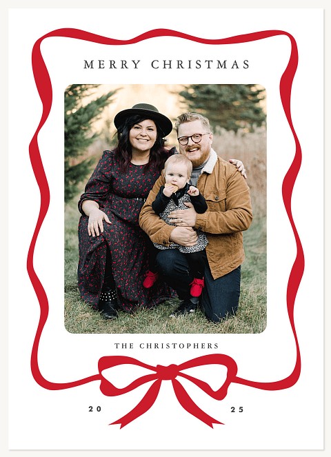 Ribbon Frame Personalized Holiday Cards