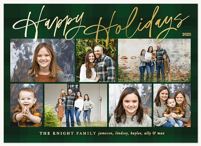 Luxurious Plaid Personalized Holiday Cards