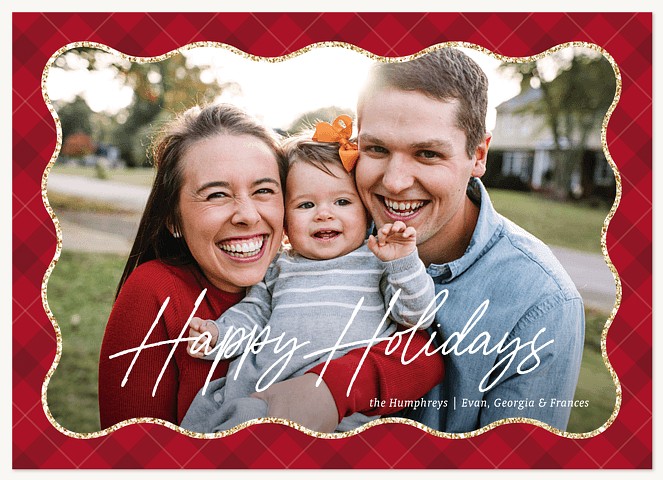 Wavy Plaid Personalized Holiday Cards