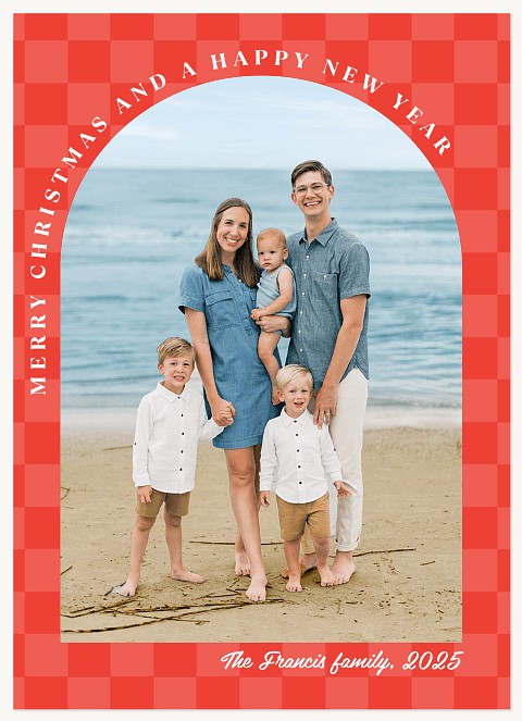 Checkered Arch Personalized Holiday Cards