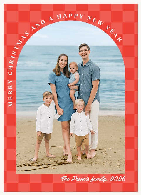 Checkered Arch Personalized Holiday Cards