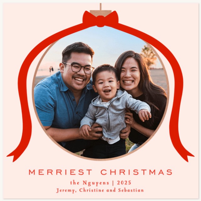 Ribboned Ornament Personalized Holiday Cards