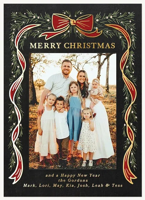 Bow And Garland Personalized Holiday Cards