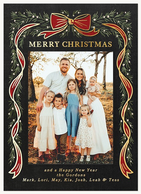 Bow And Garland Personalized Holiday Cards