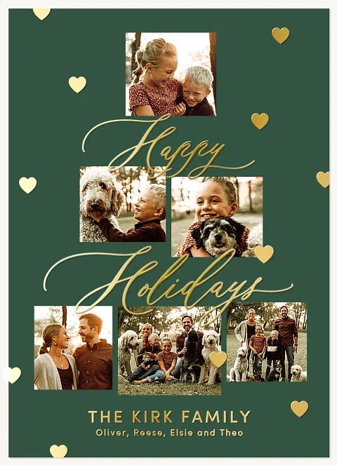 Golden Hearts Personalized Holiday Cards