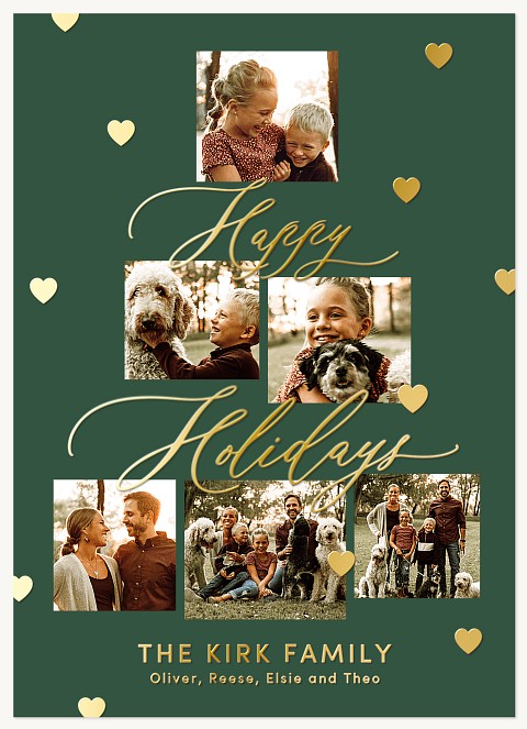 Golden Hearts Personalized Holiday Cards