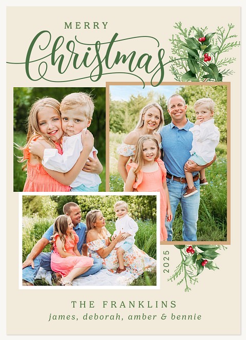 Decorative Sprig Personalized Holiday Cards