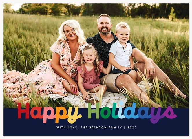 Rainbow Script Personalized Holiday Cards