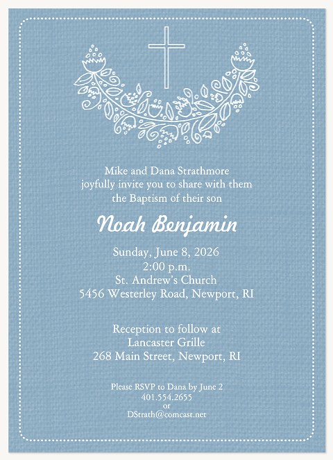 Cornflower Blanket Baptisms & Christening Invitations