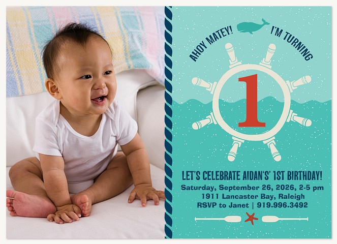 Ahoy Matey First Birthday Invitations