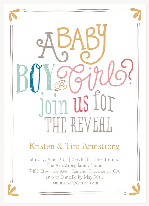 The Reveal Baby Shower Invites