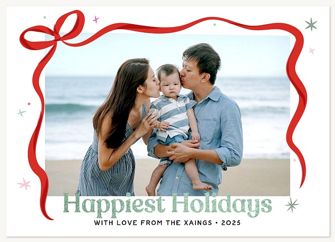 Playful Bow Personalized Holiday Cards