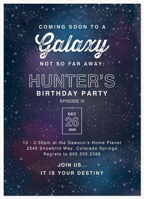 Cosmos Kids Birthday Invitations