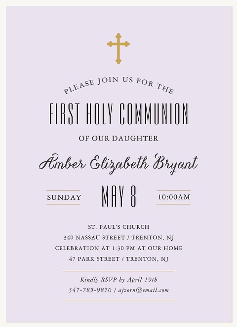 Blessed Day First Communion Invitations