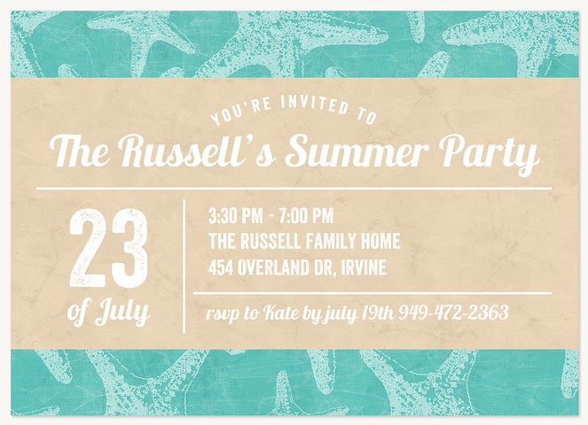 Starfish Party Summer Party Invitations