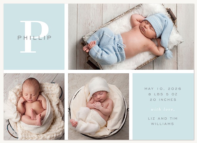Distinguished Initial Boy Baby Announcements