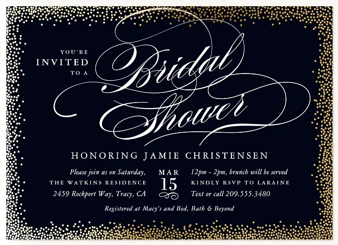 Flourished Glamour Bridal Shower Invitations