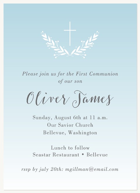 Blessed Laurels First Communion Invitations