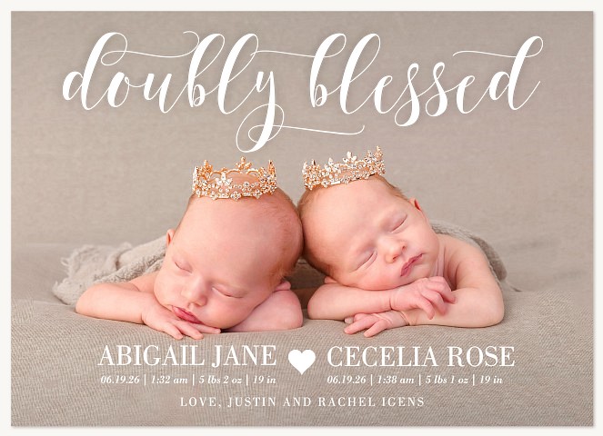 Elegant Duo  Twin Birth Announcements
