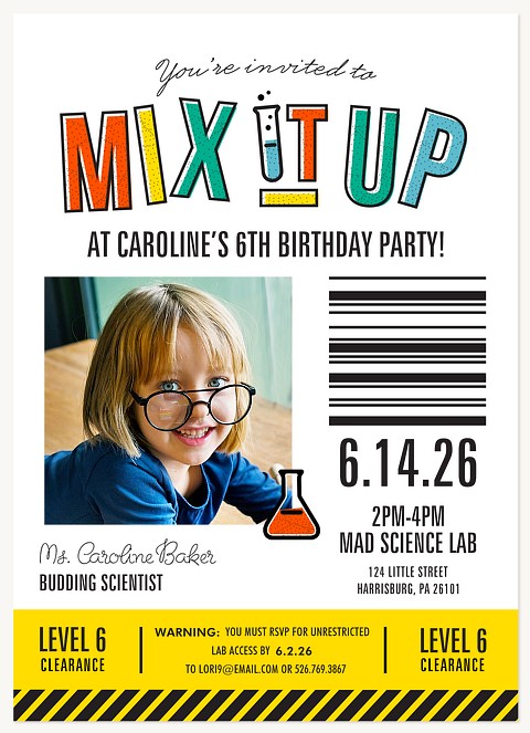 Budding Scientist Kids Birthday Invitations