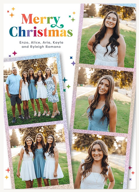 Sparkling Photo Strips Personalized Holiday Cards