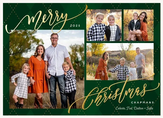 Shining Argyle Personalized Holiday Cards