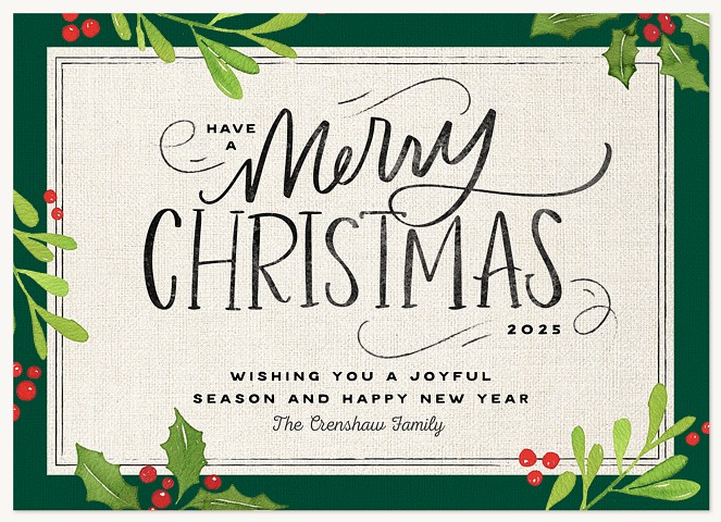 Winter Holly Personalized Holiday Cards