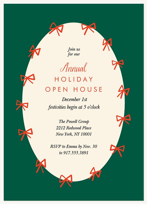 Simple Bows Holiday Party Invitations