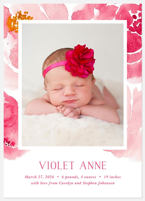 Love Has Blossomed  Baby Birth Announcements