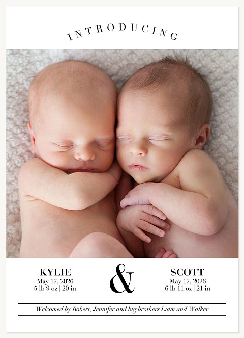Adorable Ampersand Twin Birth Announcements