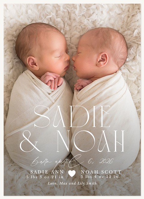 Perfect Duo Twin Birth Announcements