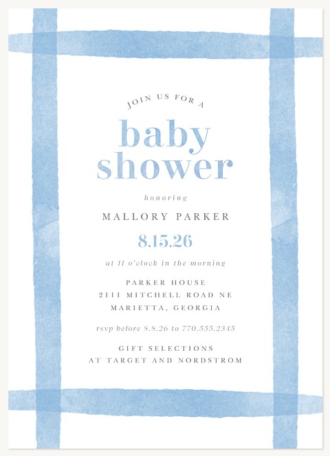 Painted Gingham Baby Shower Invites