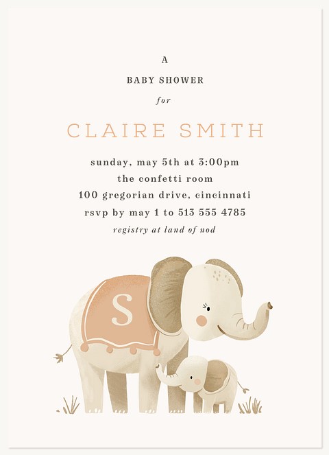 Elephant Love Baby Shower Invites
