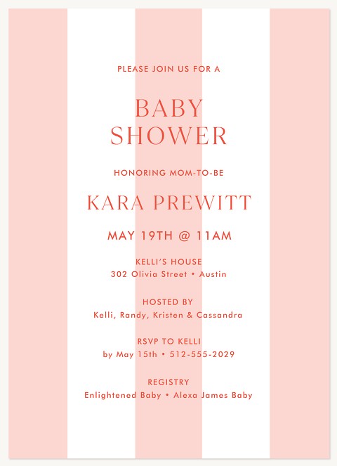 Cabana Stripes Baby Shower Invites