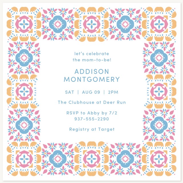 Quilted Frame Baby Shower Invites