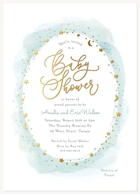 Under The Stars Baby Shower Invites