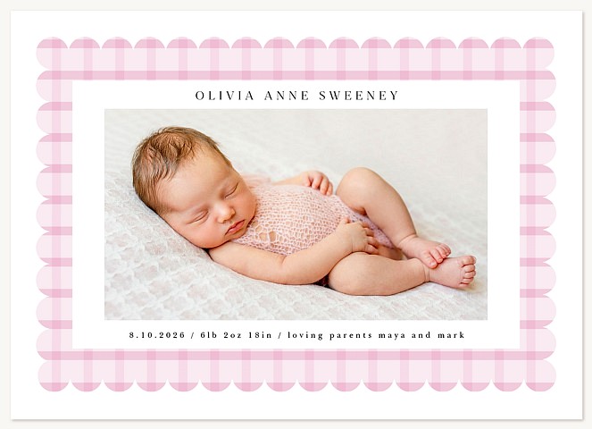 Lovely Gingham Baby Announcements