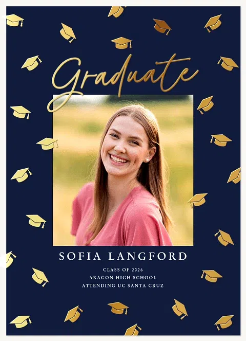 Gold Caps Graduation Cards