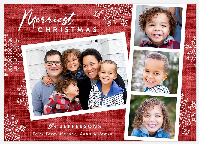 Stitched Snowflakes Holiday Photo Cards